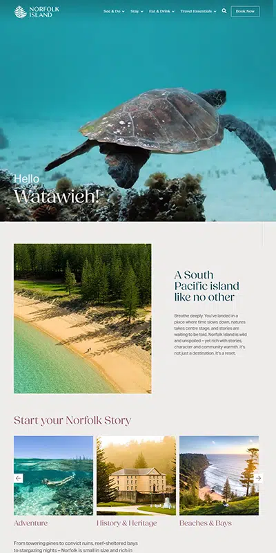 Hospitality Tourism Website Design Norfolk Island