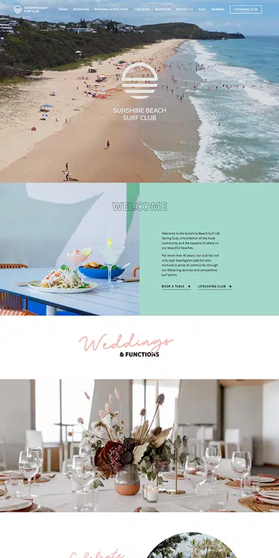 Hospitality Tourism Website Design Sunshine Beach Surf Club
