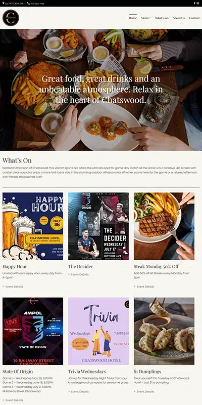 Our Work Hospitality Tourism Website Design Chatswood Hotel