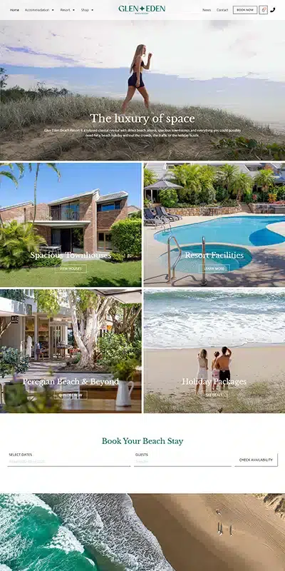 Our Work Hospitality Tourism Website Design Glen Eden Resort
