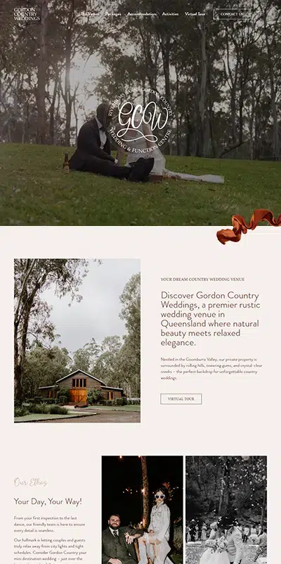 Our Work Hospitality Tourism Website Design Gordon Country Weddings